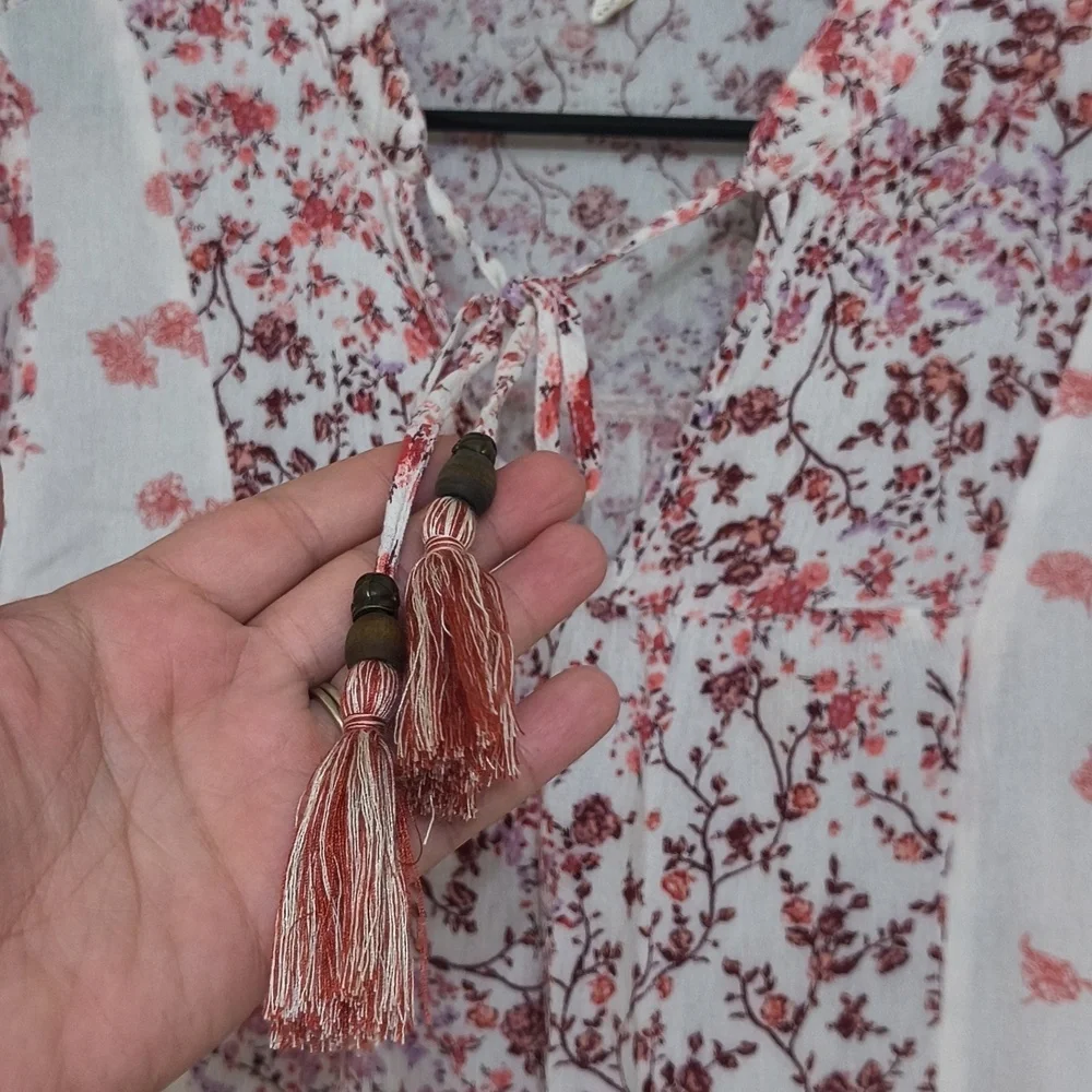 Bohemian Floral Print Top Size Large Cottagecore Feminine Western Casual - Picture 3 of 7